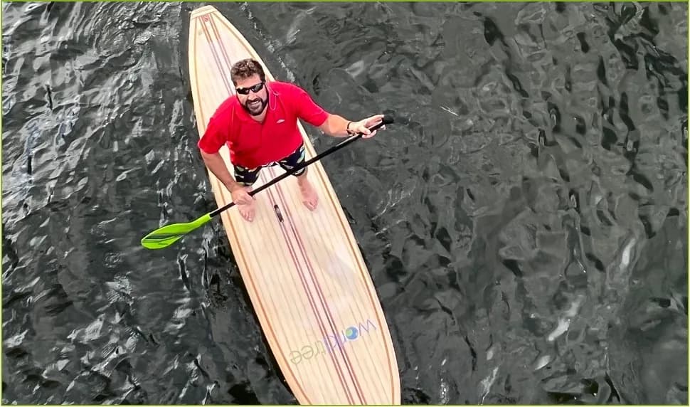 Paulownia surfboard seen from above